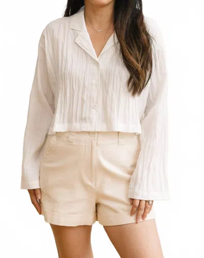 Grade & Gather City Cuff Shorts In Neutral Off White