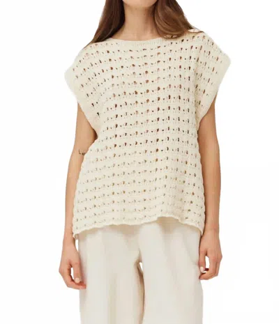 Grade & Gather Cotton Crochet Top In Ivory In Gold