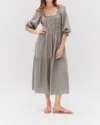 Grade & Gather Cotton Gauze Midi Dress In Dry Sage In Multi