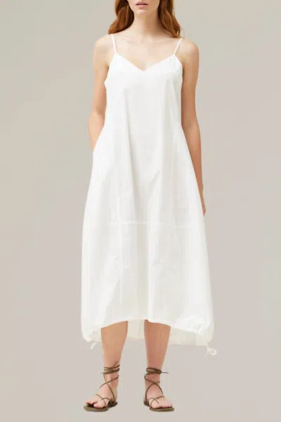 Grade & Gather Cotton Poplin Parachute Dress In White