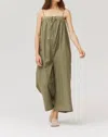 Grade & Gather Cotton Strap Jumpsuit In Sage