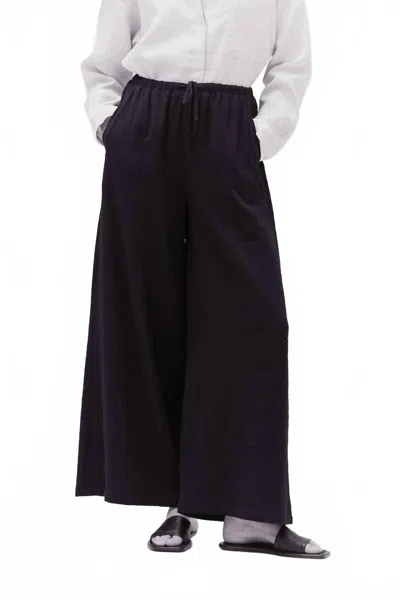 Grade & Gather Drawstring Gauze Pants In Black