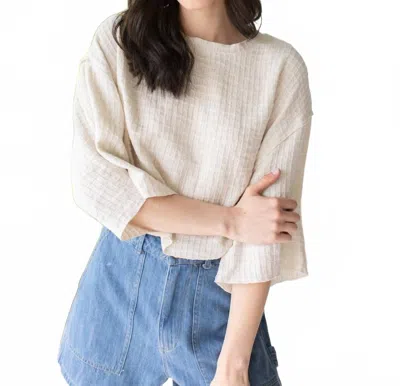 Grade & Gather Effortless Crew Neck Top In Beige In Neutral