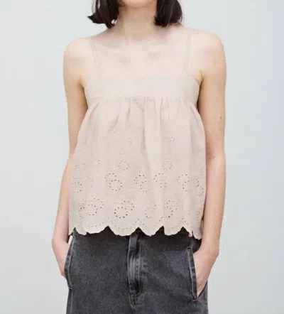Grade & Gather Eyelet Cami Top In Taupe In Beige