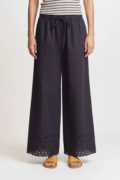 Grade & Gather Eyelet Hem Snuggle Pants In Atlantic In Blue