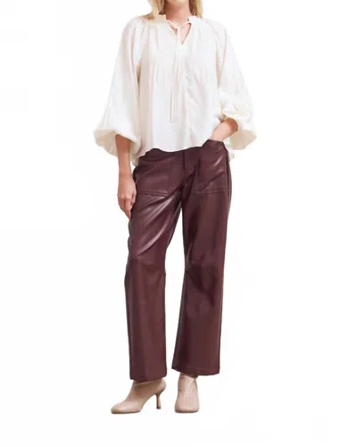 Grade & Gather Faux Leather Straight Leg Pants In Plum In Purple