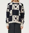 Grade & Gather Flower Power Sweater In Ecru/ Black