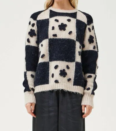 Grade & Gather Flower Power Sweater In Ecru/ Black