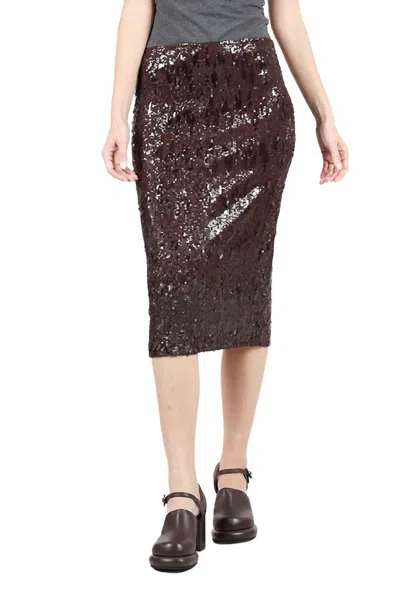 Grade & Gather Gabrielle Sequin Midi Skirt In Dark Chocolate In Brown