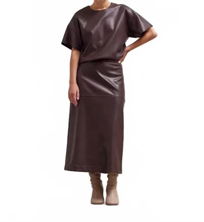 Grade & Gather Laila Vegan Leather Pencil Midi Skirt In Espresso In Brown