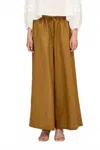 Grade & Gather Long Line Linen Pants In Brown Olive In Brown