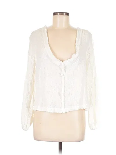 Pre-owned Grade & Gather Long Sleeve Blouse In White