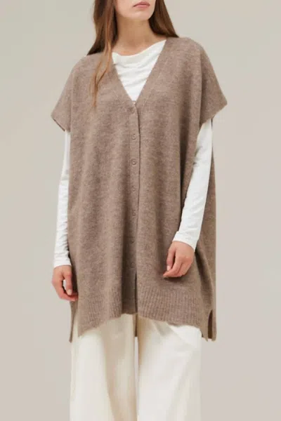 Grade & Gather Long Sweater Vest In Mink In Grey