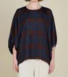 Grade & Gather Loose Sleeves Blouse In Cocoa In Brown