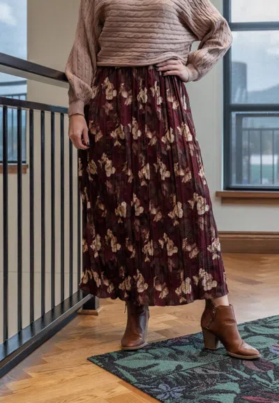 Grade & Gather Marje Midi Skirt In Port In Burgundy