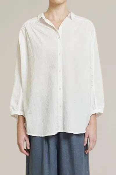 Grade & Gather Oversize Round Yoke Button Down Shirt In Off White
