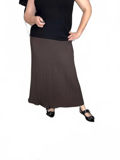 Grade & Gather Pleated A-line Skirt In Brown