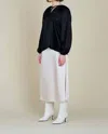 Grade & Gather Pleated Shoulder Shine Blouse In Black In Black
