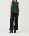Grade & Gather Pleated Sleeveless Top In Deep Emerald In Green