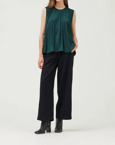 Grade & Gather Pleated Sleeveless Top In Deep Emerald In Green
