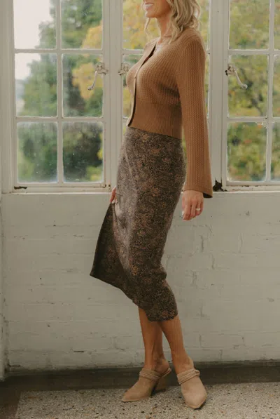 Grade & Gather Printed Slip Skirt In Brown