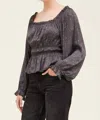 Grade & Gather Purfectly Leopard Satin Blouse In Eclipse In Black