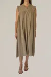 Grade & Gather Ruffle Cap Sleeve Gauze Dress In Pumice In Pink