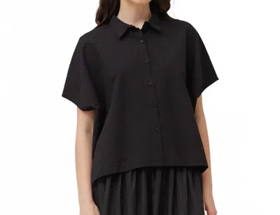 Grade & Gather Seersucker Box Shirt In Black