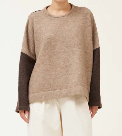 Grade & Gather Settle For Less Color Block Sweater In Twig
