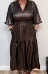 Grade & Gather Shimmer Midi Dress In Espresso