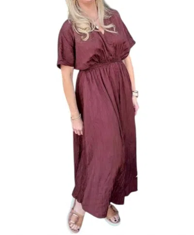 Grade & Gather Short Sleeve Batwing Dress In Port In Burgundy