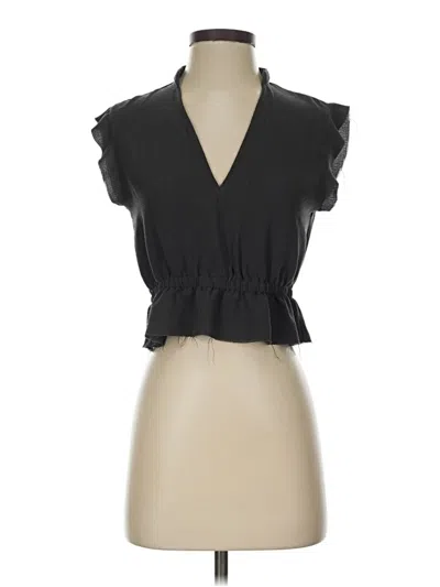Pre-owned Grade & Gather Short Sleeve Blouse In Black