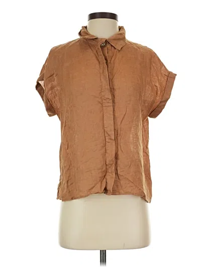 Pre-owned Grade & Gather Short Sleeve Blouse In Brown