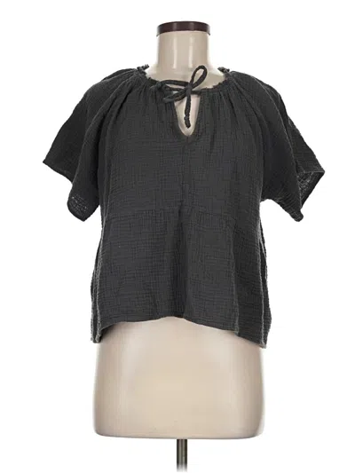 Pre-owned Grade & Gather Short Sleeve Blouse In Gray