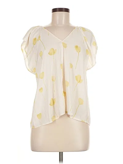 Pre-owned Grade & Gather Short Sleeve Blouse In White