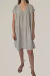 Grade & Gather Short Sleeve Striped Dress In Black/white In Multi