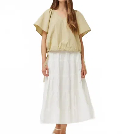 Grade & Gather Side Ribbon V-neck Blouse In Pistachio