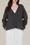 Grade & Gather Side Vent Button Down Sweater In Black In Black