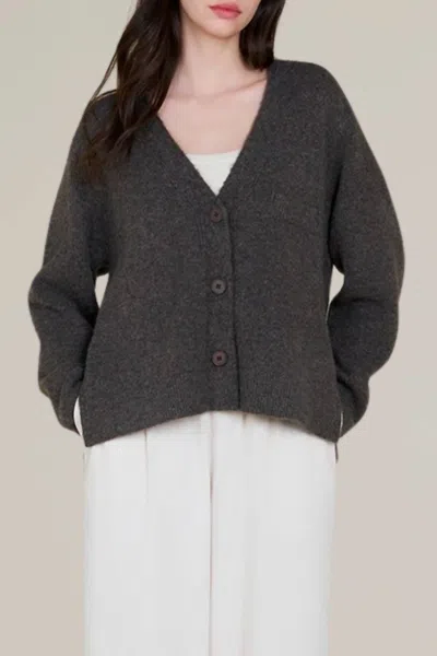 Grade & Gather Side Vent Button Down Sweater In Black