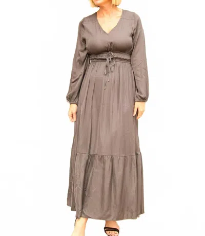 Grade & Gather Slate Satin Maxi Dress In Grey In Gray