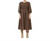 Grade & Gather Smocked Gingham Dress In Chai In Brown