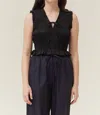 Grade & Gather Smocked Tie Tank In Black In Black