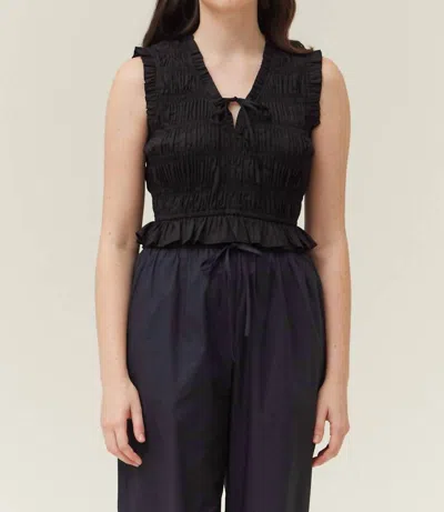 Grade & Gather Smocked Tie Tank In Black