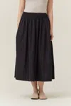 Grade & Gather Smocked Waist Midi Skirt In Black In Black