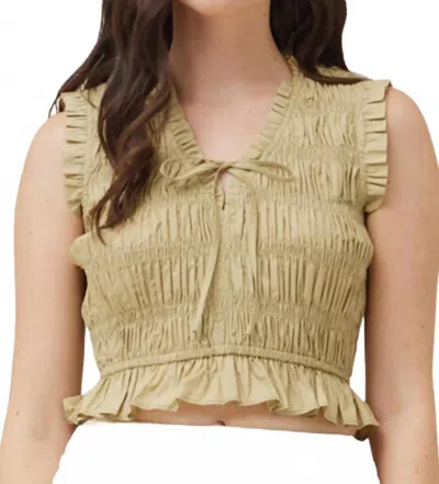 Grade & Gather Smocking Crop Top In Pistachio
