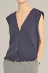 Grade & Gather Summer Sweater Vest In Carbon In Grey
