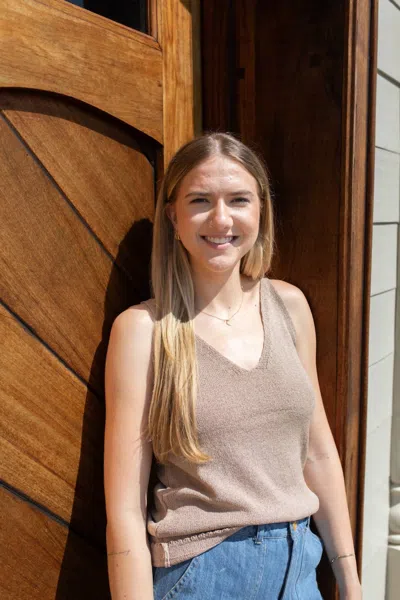 Grade & Gather Sunset Vibes Summer Sweater In Brown In Multi