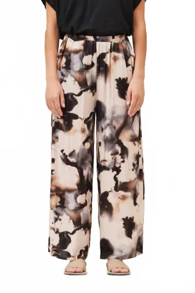 Grade & Gather Swirl Print Wide Leg Pant In Neutral In Beige
