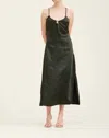 Grade & Gather Thick Satin Slip Dress In Black In Black
