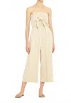 Grade & Gather Tie Front Jumpsuit In Natural